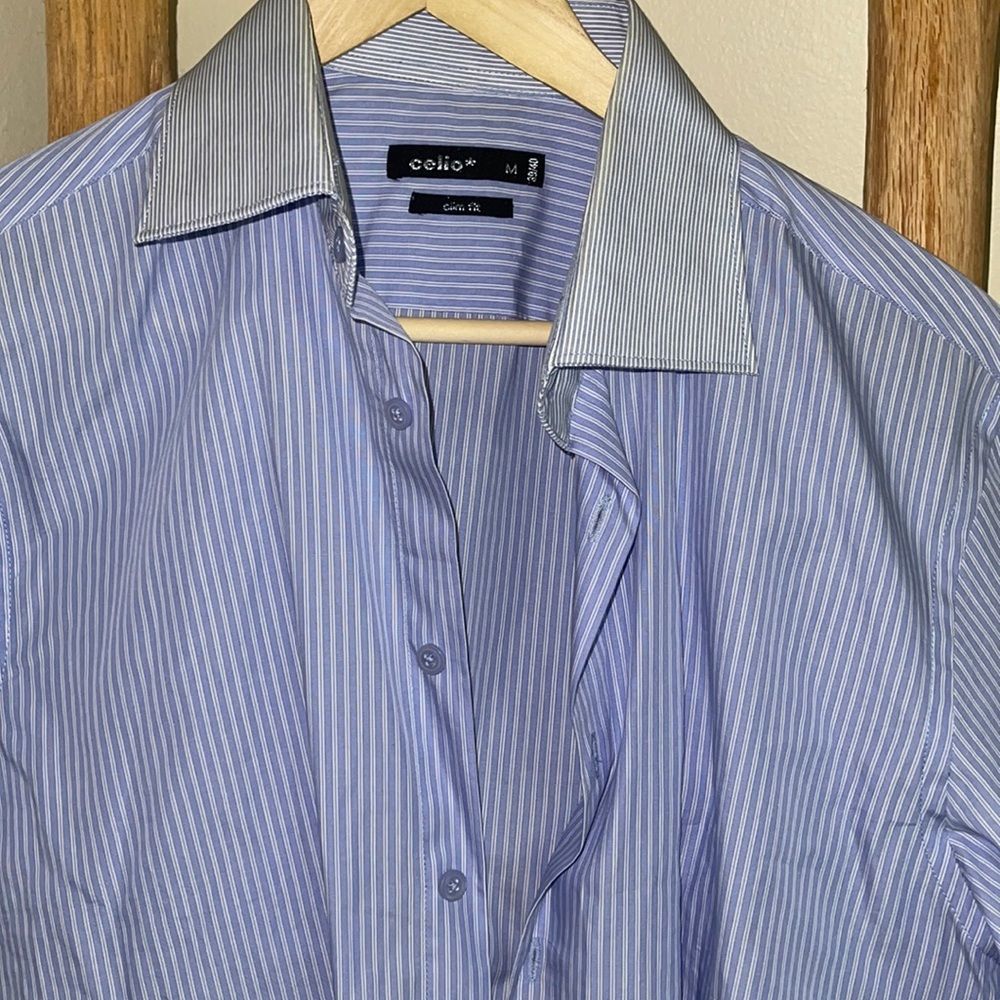 Slim Fit Pinstripe Button Down Dress Shirt